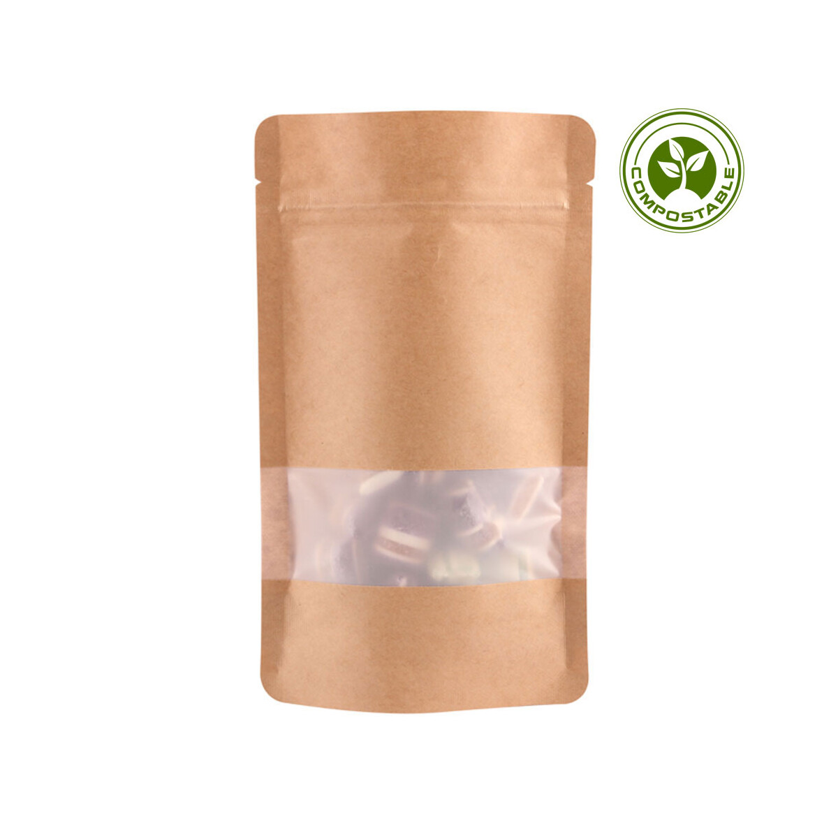 Doypack - Stand up pouch Kraft paper with sight window-...