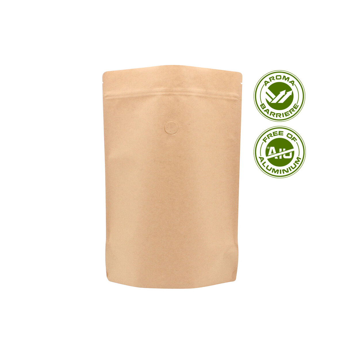 Doypack - Stand up pouch with valve - Kraft paper brown