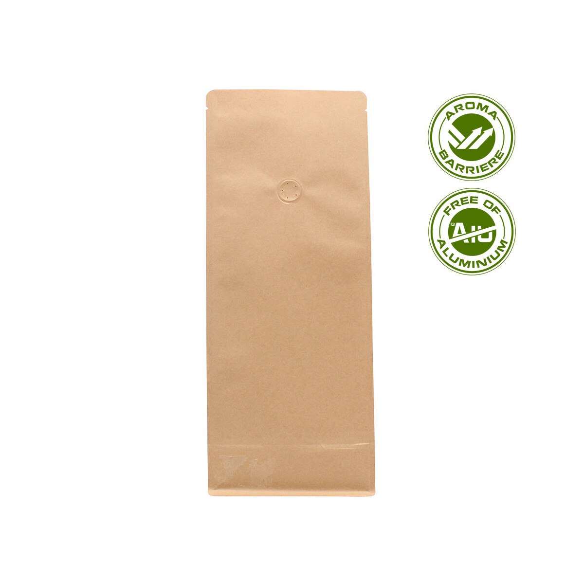 Flat bottom pouch with valve - Kraft paper brown