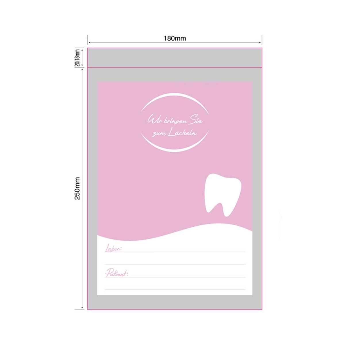 Ziplock zakje "to smile - roze" 180x250 +230mm...